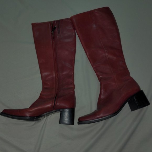 Vero cuoio RED Leather Italian Boots size 36 1/2 - Picture 1 of 1